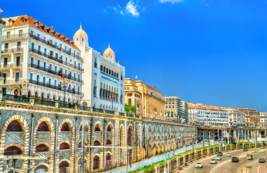seaside boulevard in algiers, the capital of algeria